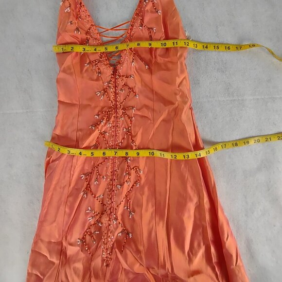 Jessica McClintock Gunne Sax Orange Halter Back, A Line Dress Size 3 Juniors. - Picture 8 of 11